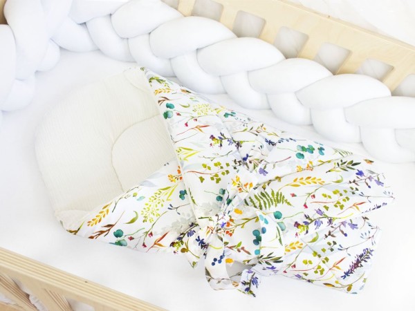 Premium Einschlagdecke FLOWER Baby Schlafsack Wickeldecke