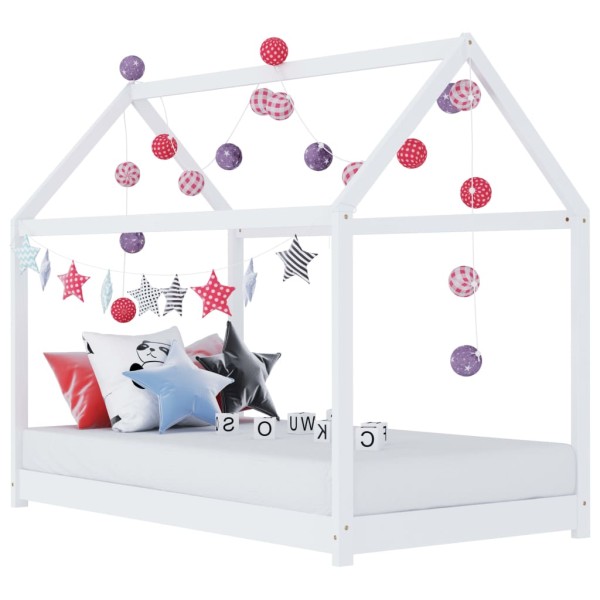 Villawee Kinderbett Weiß NIA Kiefer Massivholz Kinder Hausbett 80 x 160 cm