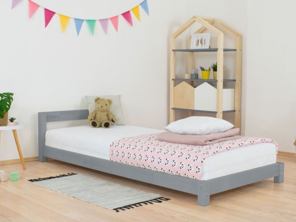 Kinderbett LENI Kinder Holzbett massiv mit Kopfteil
